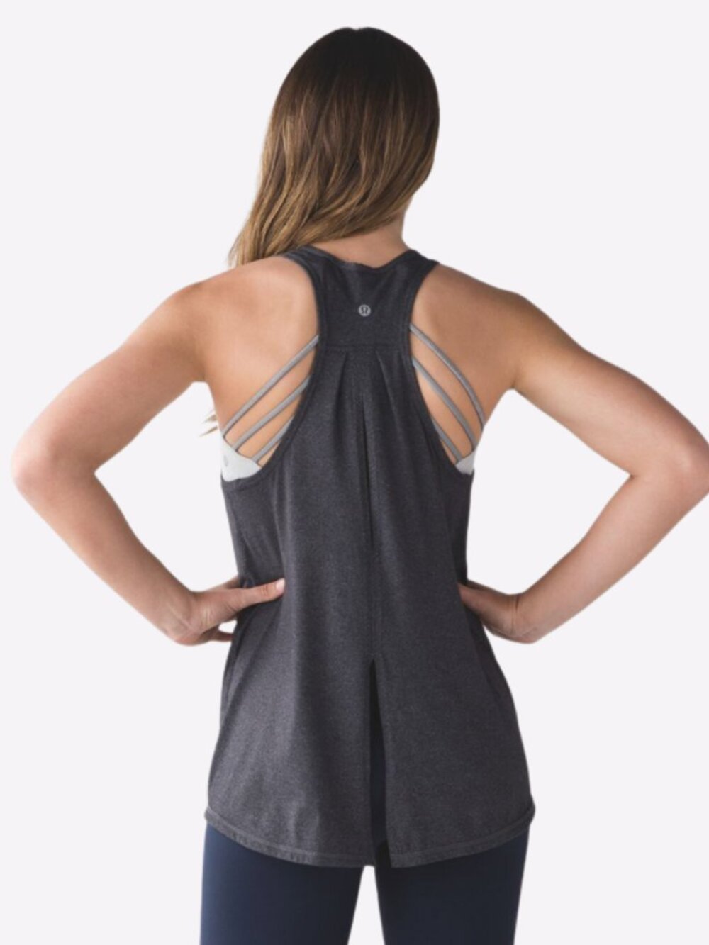 Lululemon Grey Salute the SunRacerback Flowy Tank Womens Sz 6 Athleisure Yoga